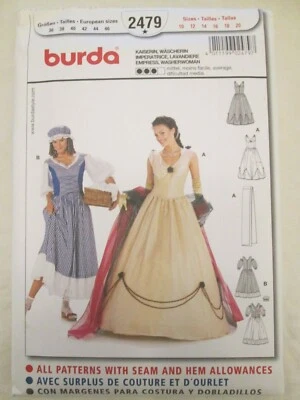 Burda 2479 Misses Empress Washerwoman Costume Dress Hat Stole Pattern Sz 10-20 - Image 1 of 3