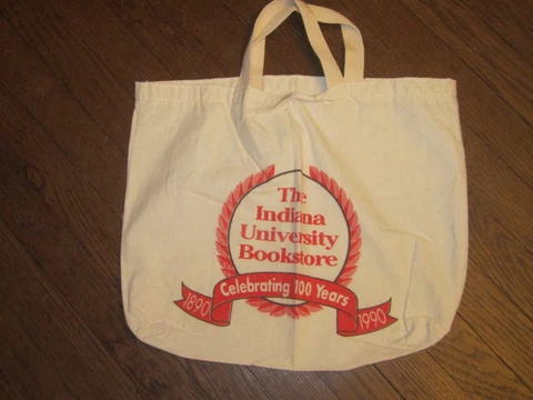 Indiana University IU Hoosiers Bookstore Muslin Tote Shopping Book Bag Cover