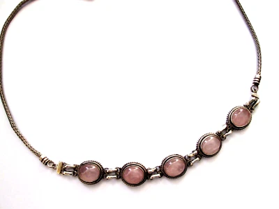 Designer Kette Collier Rosenquarz 925 Silber massive Ausführung 52cm - Bild 1 von 3