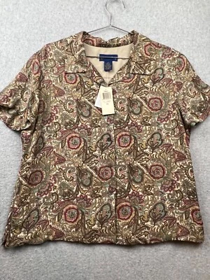 Vintage Charter Club Silk Button Up Blouse Womens Size 14 Tuscany Paisley - Image 1 of 4