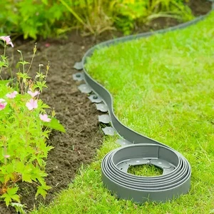 GREY Effortless Garden Edging Lawn Border Set or Spare Pegs _ 10m H:60mm - Afbeelding 1 van 19