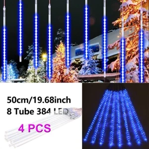 384LED Waterproof Meteor Shower Rain Lights 8 Tube Tree Outdoor Light Xmas Decor - Picture 1 of 11