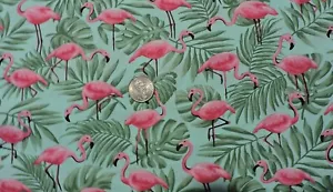 100% Baumwolle - Stofftraditionen - Flamingos in Palmblättern - Meterware - Bild 1 von 2