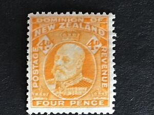 New Zealand stamp EVII 1909-10 4d orange MH