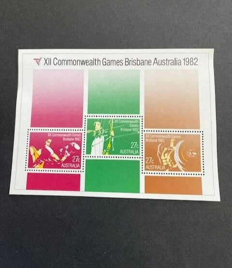 1982 AUSTRALIA # 842-844a, S/S, COMMONWEALTH GAMES,  MINT - Image 1 of 4