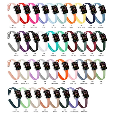 Slim Silicone Band Strap for Apple Watch 11 10 9 8 7 6 5 SE 40/44/41/45/42/46mm - Image 1 of 4