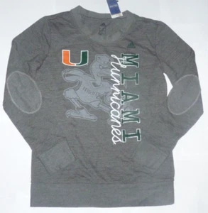 NEW ADIDAS NCAA Miami Hurricanes Women Ladies Crew Sweatshirt S Small NWT L417 - Picture 1 of 1