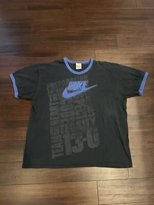 VTG Y2K Nike Swoosh Big Logo Black Short Sleeve Shirt Men's XXL Retro Sports - Picture 1 of 6