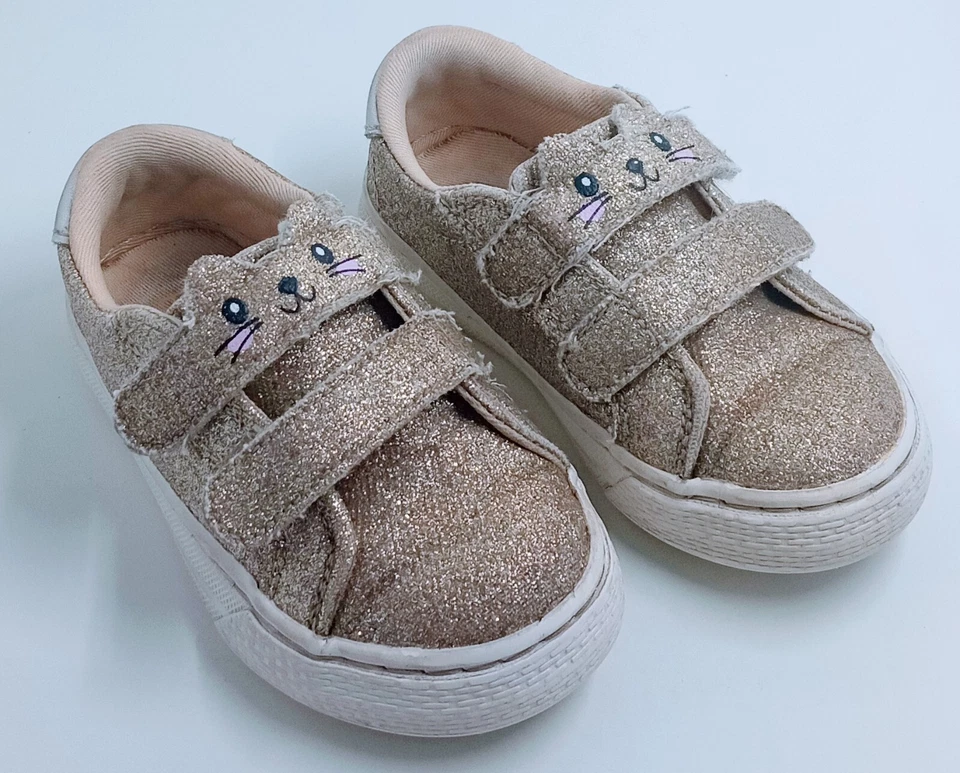 Tenis Tenis Tenis Mujer’s Brillo Dorado Correa Sin Cordones Lugar para Niños Talla 7 Foto 1 de 4