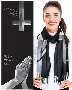 Women's Cashmere Feeling Religious Scarf - Prayer Christian Shawl Scarf - Picture 1 of 6