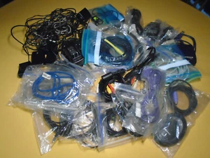 Lot of 34 Electronic Cords, Phone Chargers, USB Cables, Computer Connector & Etc - Picture 1 of 5
