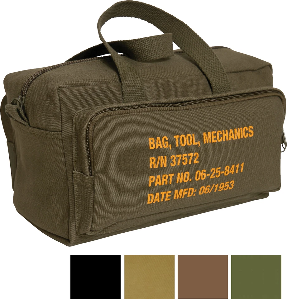 Canvas Mechanics Tool Bag Stamped Stencil w/Heavy Duty Zip Pockets 11" x 7" x 6"