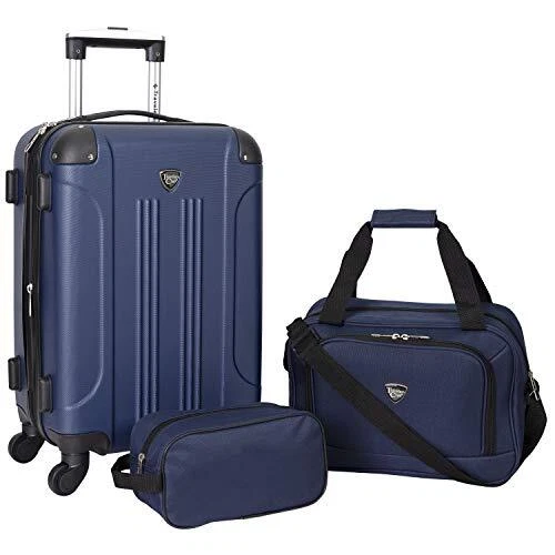 Travelers Club Sky Luggage Set Navy Blue 3 Piece