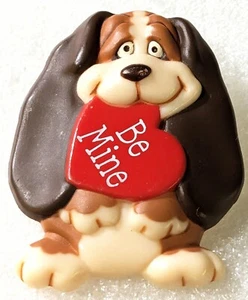 Vintage 1986 Hallmark Cards Valentines Day Puppy With A Heart BE MINE Brooch Pin - Picture 1 of 8
