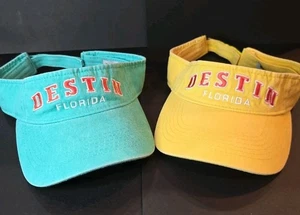 Destin Florida Visor Adult Yellow/Minty Green Strap Back Adjustable Cap Hat - Picture 1 of 8