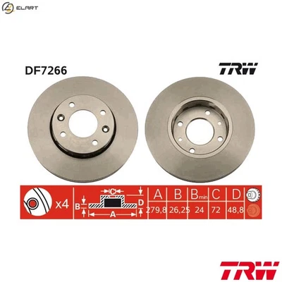 2x BRAKE DISC DF7266 FOR KIA X-TREK/II/MPV CARENS/Mk TB 1.8L G4GC 2.0L 4cyl - Image 1 of 4
