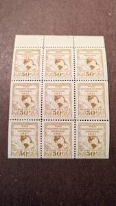 U.S. Telegraph Stamp #17T3 Complete VFNH Booklet Panel of 9 - Bild 1 von 2