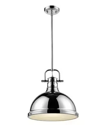 GOLDEN LIGHTING DUNCAN 1-LIGHT ROD PENDANT CHROME 14"W 14.63"H E26 3604-L CH-CH - Image 1 of 3
