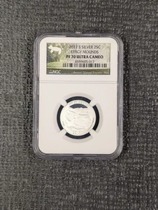 2017-S PF 70 ULTRA CAMEO Effigy Mounds Silver ATB Quarter 25c NGC - Perfect Coin - Picture 1 of 4
