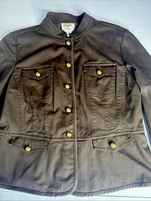 Chaqueta para mujer Talbots marrón inspirada militar talla 16 botones color latón Foto 1 de 4