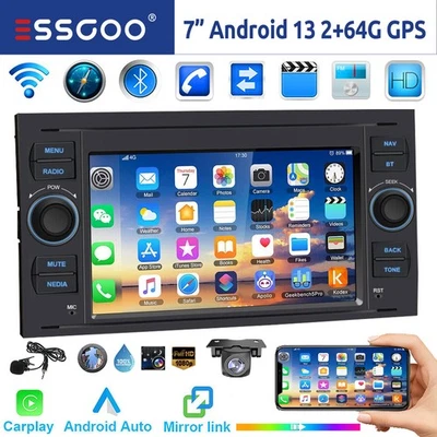 Autoradio 2+64GB Android 14 Carplay Navi KAM Für Ford Focus Kuga C S Max Transit - Bild 1 von 4