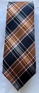 English Laundry Tie Silk Men’s Plaid Navy, Dark Orange Christopher Wicks 62” L - Picture 1 of 5