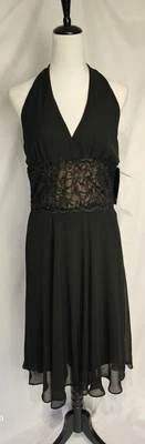 Nuevo Con Etiquetas Vestido Halter Escarlata Sobre Cuello Talla 12 Negro Sexy Vacaciones Foto 1 de 4