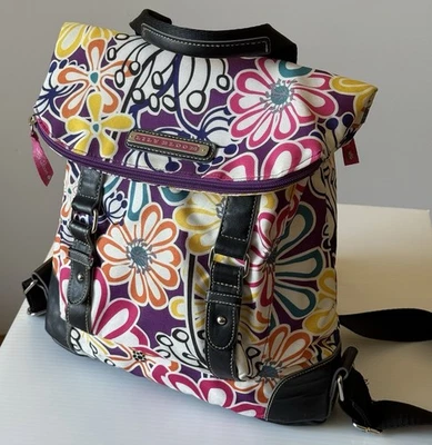 Lily Bloom Flap Top Backpack Boho Floral Multicolored 12" x 13" - Image 1 of 4