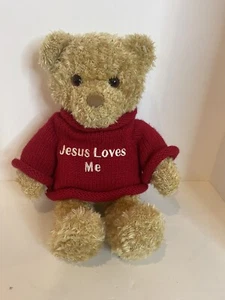 Oso de Peluche Gund Jesús Me Ama Peluche 15" Animal Rojo Suéter Bordado - Imagen 1 de 4