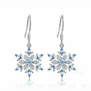 Fashion Women 925 Silver Drop Earrings Cubic Zirconia Wedding Party Jewelry Gift