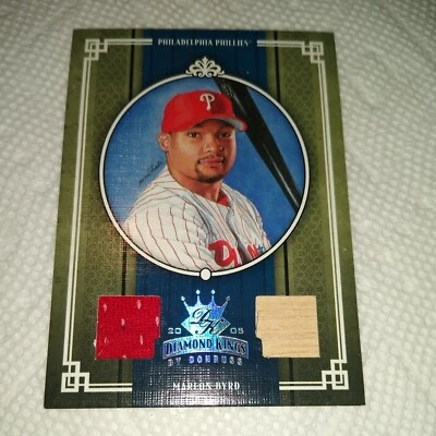 Marlon Byrd 2005 Donruss Diamond Kings JERSEY and BAT RELIC #382 Phillies 95/100 - Image 1 of 2