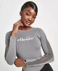Ellesse Womens Grey Long Sleeve Panel Bodysuit UK Size 4 New 