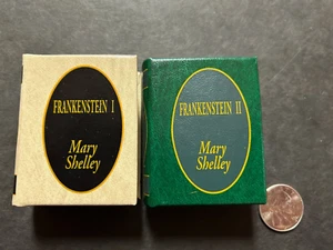 Del Prado Miniature Books Frankenstein in 2 Volumes Leather Mary Shelley Spain - Picture 1 of 6