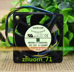 1PC EVERFLOW F126025SL 12V 0.12AMP 6025 Double ball PWM cooling fan - Picture 1 of 3