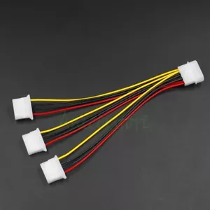 10pcs Molex 4 Pin to 3X 4pin (M/F) IDE Extension PC Case Fan Power Supply Cable - Picture 1 of 4