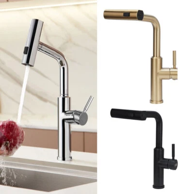 Modern Mono Kitchen Sink Mixer Tap Pull-Out Spray Head Swivel Spout Single Lever - Image 1 of 4