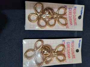Wrights Gold Fashionable Frog Closures For Coat Dress Belt Blouse Skirt Lot of 2 - Picture 1 of 3