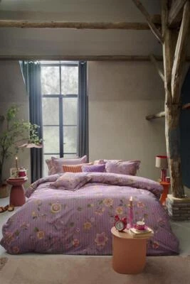 Biancheria da letto PIP Studio Percalle 155x220 Flores Bailando Purple rosa fiori viticci W - Immagine 1 di 4