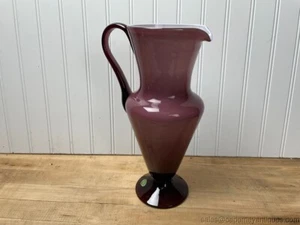 Vintage Venetian Art Glass Pitcher Balboa Amethyst Purple White Italian - Picture 1 of 8