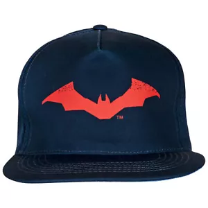 DC Comics The Batman Sketched Logo and Font Embroidery Flat Bill Hat Blue - Picture 1 of 4