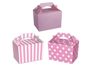 Childrens Baby Pink Party Food Boxes ~ Birthday Lunch Snack Bag Plate Gift Box - Picture 1 of 3