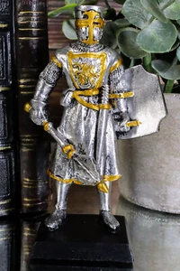 Medieval Suit Of Armor Knight With Mace and Heraldry Shield Mini Figurine - Picture 1 of 7