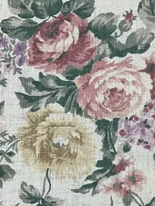 Omega Textiles Fabric 2 1/3 Yards x 56" Roses Floral Linen-like Cottagecore Sew - Picture 1 of 5