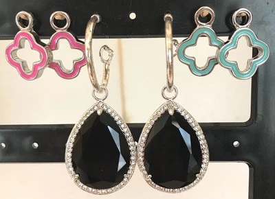 ❤️AUTÉNTICO BÚHO ORIGAMI ~ PENDIENTES DE ARO DE PLATA O2 🦉 GOTAS NEGRAS Y DE CUATRO HOJAS❤️ Foto 1 de 4