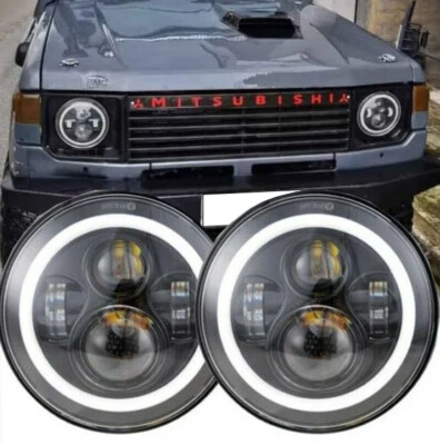 0030 Mitsubishi PAJERO I FARI ANTERIORI FULL LED CON LUCI DIURNE ANGEL EYES - Immagine 1 di 4