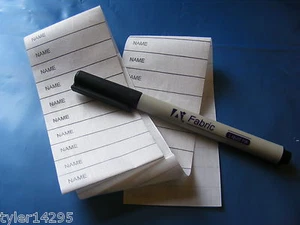 Iron on Name Tags 50 Labels Permanent Washable Black Fabric Marker Pen Laundry - Picture 1 of 9