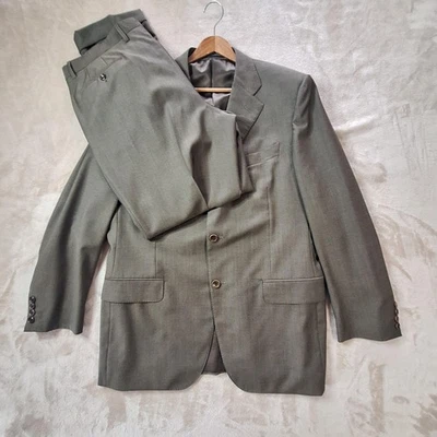Luciano Barbera Suit Mens 54 Gray Wool Double Vented Italian Blazer Pants Set - Image 1 of 4
