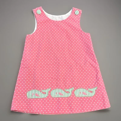 Kelly’s Kids Girls Dress XS 3/4 Pink Whales Jumper A-Line Embroidered  - Image 1 of 4