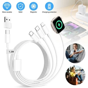 4in1 Multi USB Ladegerät Ladekabel Kabel Für Apple Watch iPhone Watch Typ-C - Bild 1 von 15