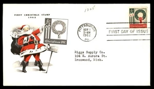 Mayfairstamps US FDC 1962 Christmas Wreath Santa Claus First Day Cover aau_10663 - Picture 1 of 2